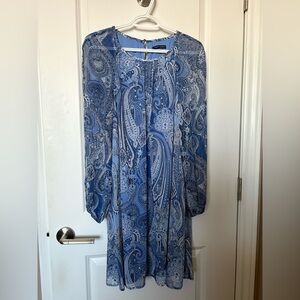 Tommy Hilfiger Paisley-Print Shift Long Sleeve Dress. Size 8